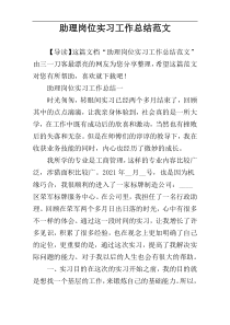 助理岗位实习工作总结范文