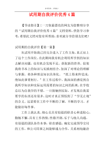 试用期自我评价优秀4篇