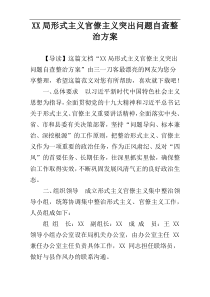 XX局形式主义官僚主义突出问题自查整治方案