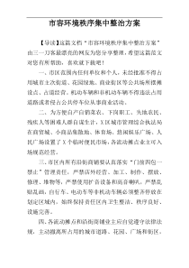 市容环境秩序集中整治方案