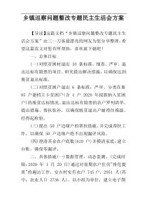 乡镇巡察问题整改专题民主生活会方案