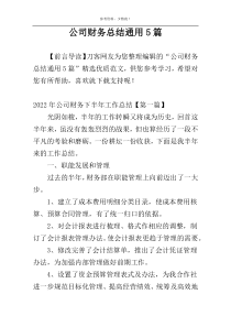 公司财务总结通用5篇