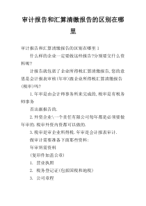 审计报告和汇算清缴报告的区别在哪里