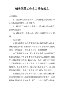 销售职员工作实习报告范文