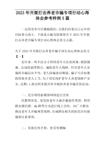 2023年开展打击养老诈骗专项行动心得体会参考样例5篇