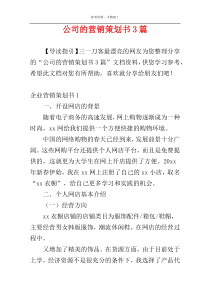 公司的营销策划书3篇