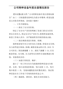 公司特种设备年度自查情况报告