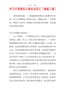 学习中国梦的心得体会范文（精编5篇）