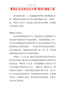 暑假社会实践活动方案(案例)精编4篇