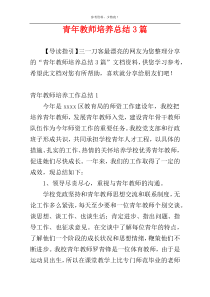 青年教师培养总结3篇