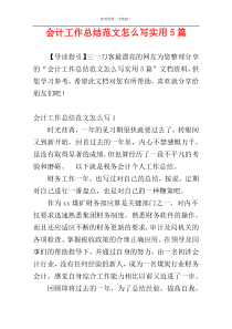 会计工作总结范文怎么写实用5篇