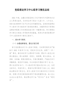 党组理论学习中心组学习情况总结