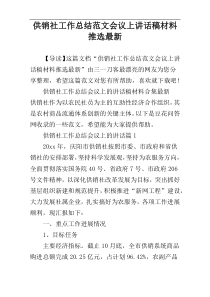 供销社工作总结范文会议上讲话稿材料推选最新