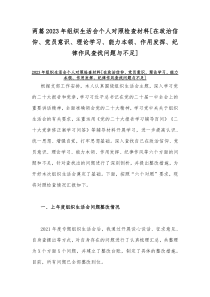 两篇2023年组织生活会个人对照检查材料[在政治信仰、党员意识、理论学习、能力本领、作用发挥、纪