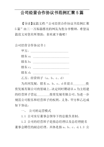 公司经营合作协议书范例汇聚5篇