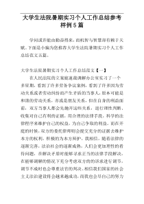 大学生法院暑期实习个人工作总结参考样例5篇