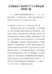 公司新进员工培训学习个人心得体会参考样例5篇