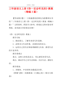 三年级语文上册《你一定会听见的》教案（精编3篇）