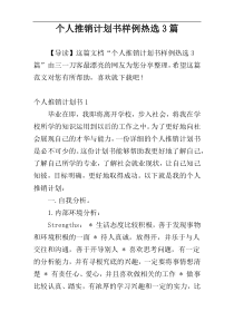 个人推销计划书样例热选3篇