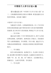 中青班个人学习计划4篇