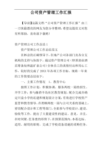 公司资产管理工作汇报