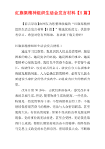 红旗渠精神组织生活会发言材料【5篇】