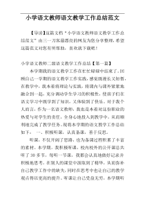 小学语文教师语文教学工作总结范文