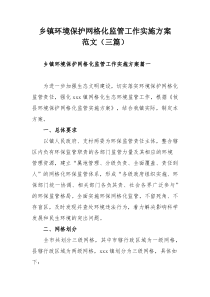 乡镇环境保护网格化监管工作实施方案范文（三篇）