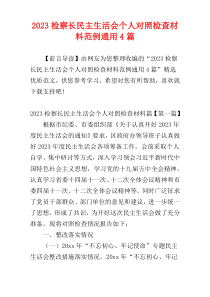 2023检察长民主生活会个人对照检查材料范例通用4篇