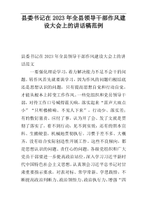 县委书记在2023年全县领导干部作风建设大会上的讲话稿范例