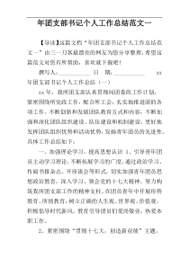 年团支部书记个人工作总结范文一