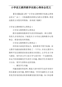 小学语文教师教学实践心得体会范文