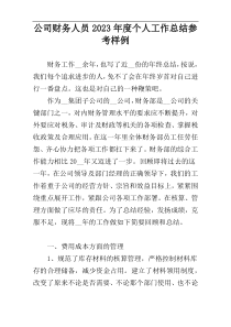 公司财务人员2023年度个人工作总结参考样例