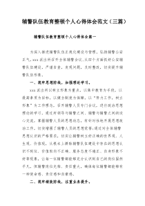 辅警队伍教育整顿个人心得体会范文（三篇）