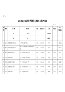 XXXX年山西省工业转型发展技术改造重点项目明细表