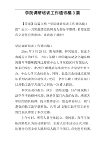 学院调研培训工作通讯稿3篇