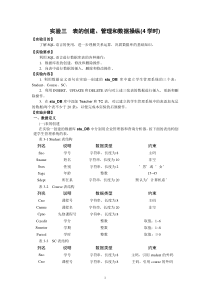 11春数据库实验3 表的创建、管理和数据操纵(4学时)