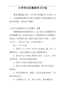 小学学生的暑假学习计划