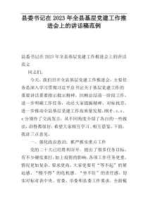 县委书记在2023年全县基层党建工作推进会上的讲话稿范例