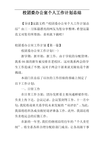 校团委办公室个人工作计划总结