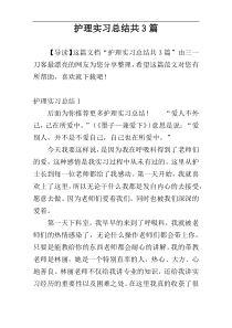 护理实习总结共3篇