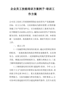 企业员工技能培训方案例子-培训工作方案