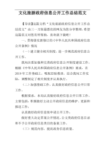 文化旅游政府信息公开工作总结范文