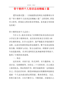 骨干教师个人培训总结精编3篇