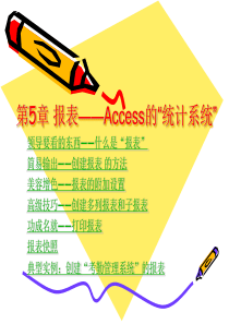 Access2007循序渐进教程第5章_报表_Access的统计系统