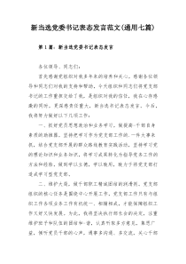 新当选党委书记表态发言范文(通用七篇)