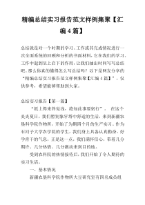 精编总结实习报告范文样例集聚【汇编4篇】