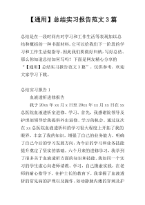 【通用】总结实习报告范文3篇