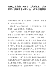 巡察办主任在2023年《以案思危、以案思正、以案思本》研讨会上的讲话稿范例