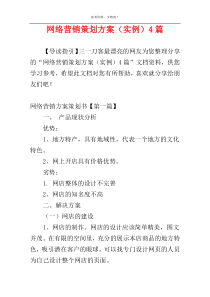 网络营销策划方案（实例）4篇